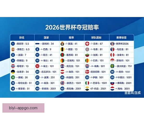 2026世界杯夺冠热门球队赔率深度解析与赛程趋势预测